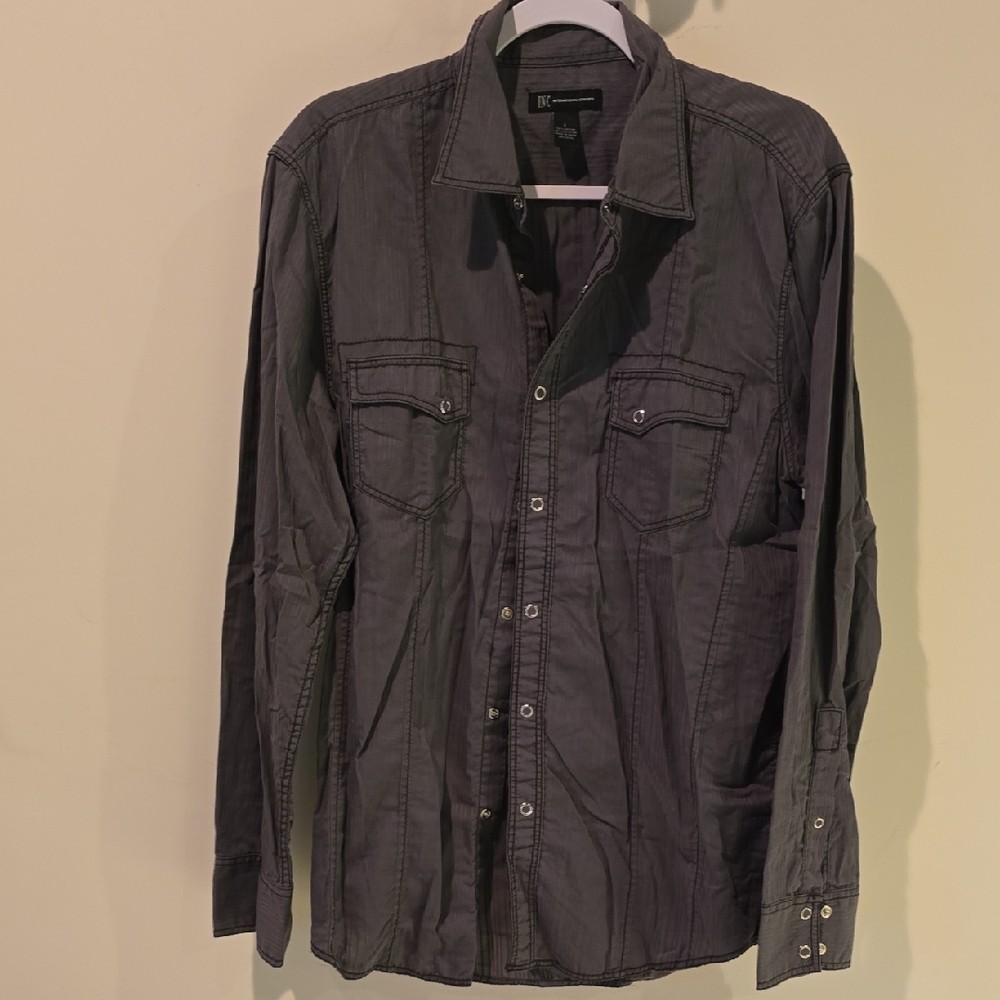 INC International Concepts Gray Button-Down Shirt